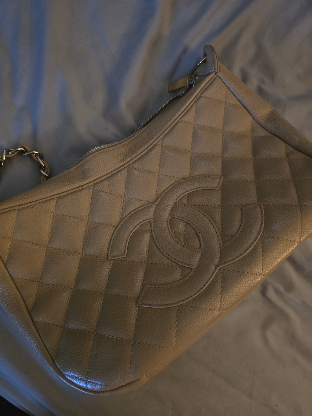 Chanel Quilted Lambskin Hobo Bag in Brown